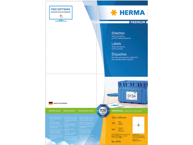 4676 etiket herma 4676 105x148mm premium a4 400st