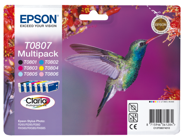 1697075 inkcartridge epson t080740 zwart 5 kleuren