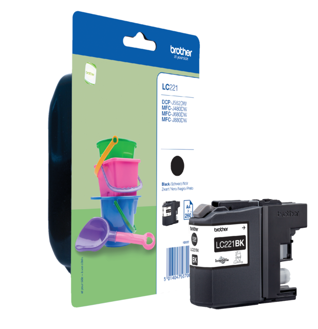 Inktcartridge Brother LC-221BK zwart Inktcartridge Brother LC-221BK zwart