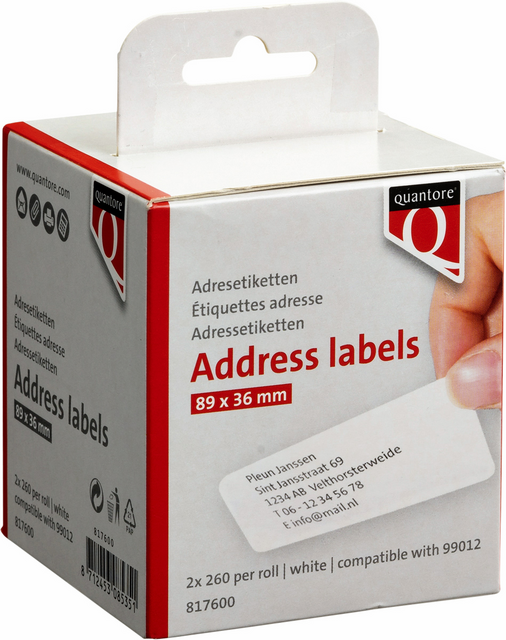 LABEL ETIKET QUANTORE 99012 89MMX36MM ADRES WT