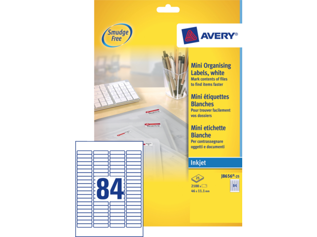 J8656-25 etiket avery j8656-25 46x11.1mm 2100st