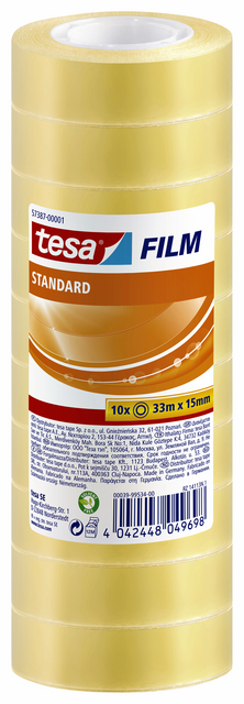 Plakband tesafilm® Standaard 33mx15mm krimp transparant 10 rollen Plakband tesafilm® Standaard 33mx15mm krimp transparant 10 rollen