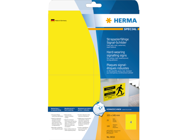 8032 etiket herma 8032 105x148mm 100st geel