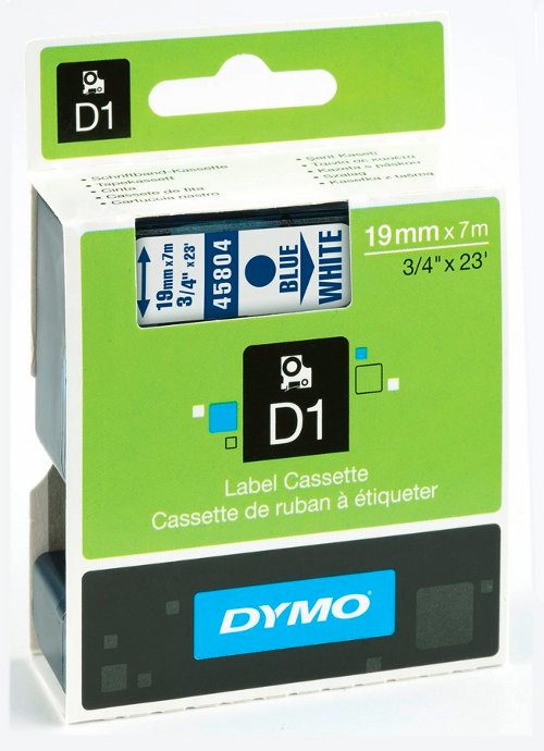 Dymo 45804 D1 Tape 19mm x 7m blauw op wit 