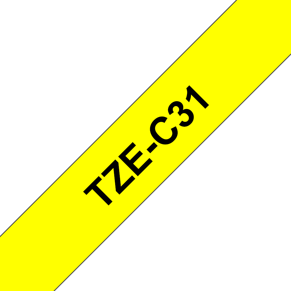 TZe-C31 12mm Zwart op Geel Fluorescerend TZe-C31 12mm Zwart op Geel Fluorescerend