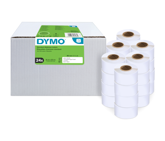 Dymo 13188 groot verpakking standaard adresetiketten 28x89mm, 24 rollen