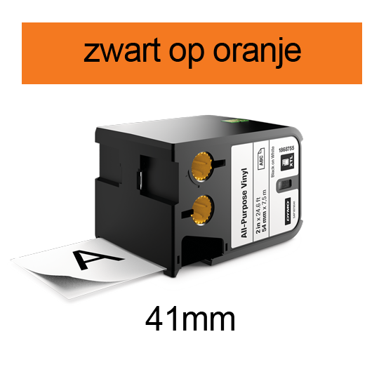 DYMO 1868769 XTL universele vinyl tape 41mm zwart op oranje - EOL