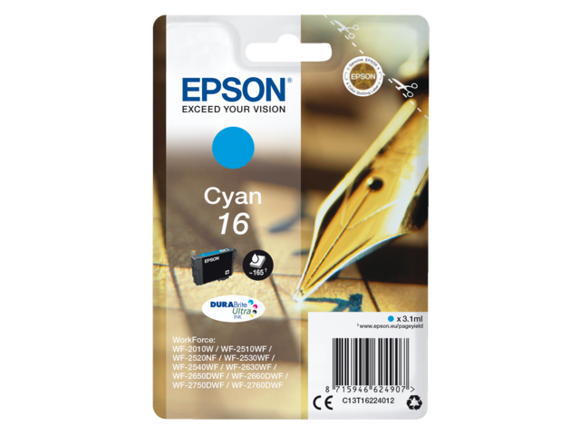 Inktcartridge EPSON 16 T1622 blauw