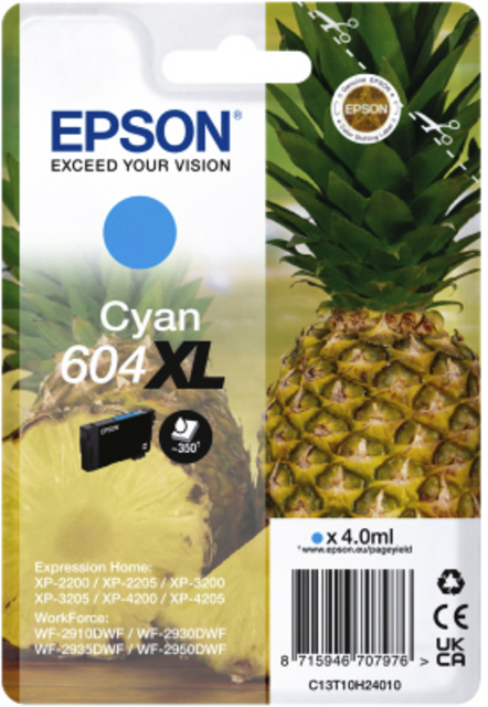 Inktcartridge Epson 604XL T10H24 blauw Inktcartridge Epson 604XL T10H24 blauw