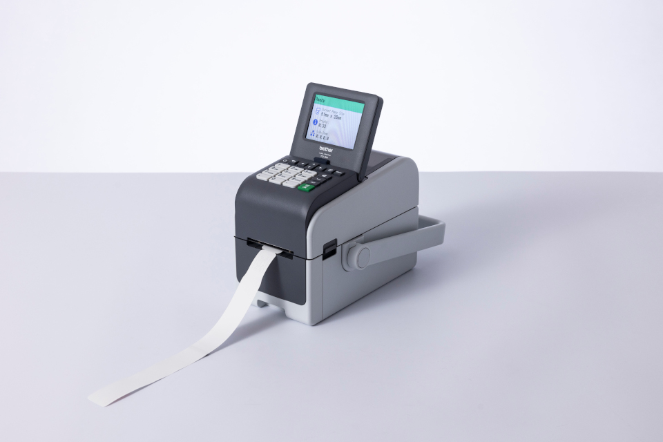 TD-2350DSAH300 Professionele labelprinter (wit/grijs), Handgreep, Direct thermisch, LCD touchscreen, 15 tot 63mm labelbreedte, 300 dpi