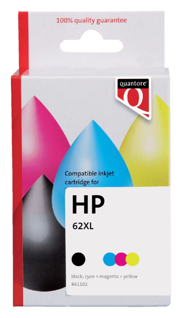 K10410PR inkcartridge quantore hp 62xl n9j71ae zwart kleur