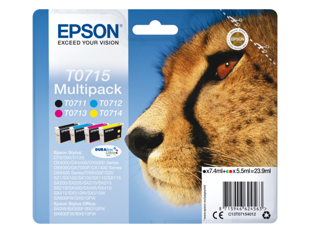 2666327 inkcartridge epson t0715 zwart + 3 kleuren