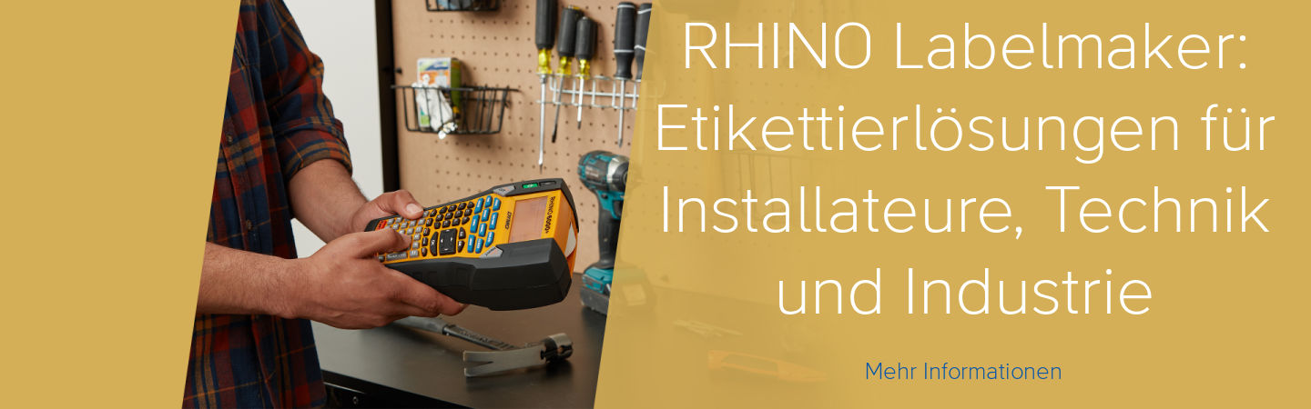Rhino-Etikettendrucker: Etikettierlösungen für Installateure, Technik und Industrie Rhino banner Deutsch