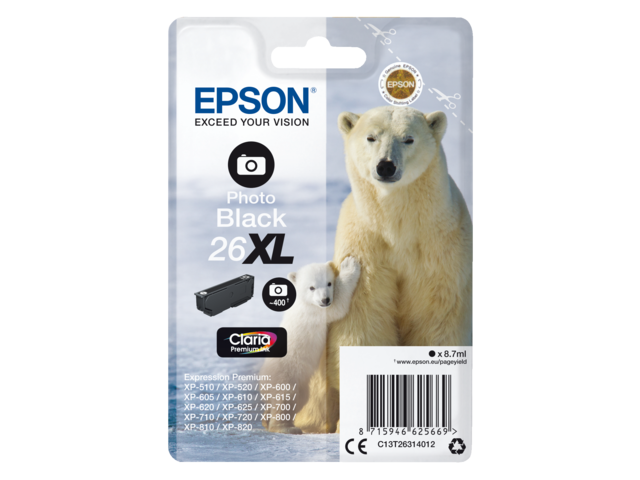 2666477 inkcartridge epson 26xl t2631 foto zwart
