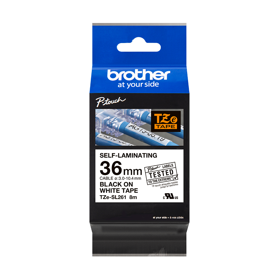 Brother TZe-SL261 zelflaminerende tape zwart op wit, 36mm Brother TZe-SL261 zelflaminerende tape zwart op wit, 36mm