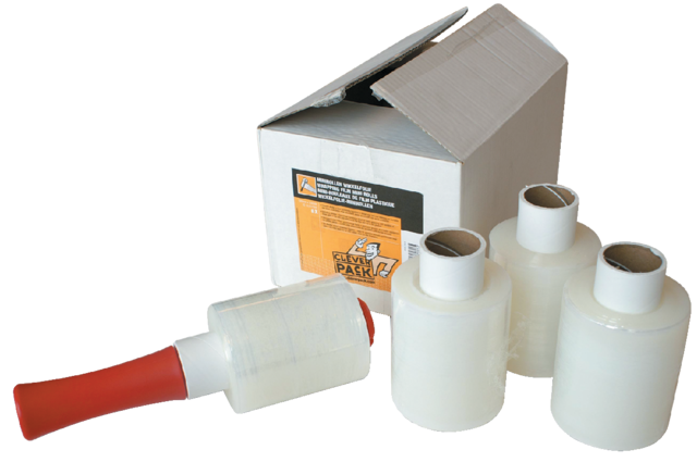 Wikkelfolie CleverPack 100mmx250m 20mu met afroller transparant pak à 6 rollen Wikkelfolie CleverPack 100mmx250m 20mu met afroller transparant pak à 6 rollen