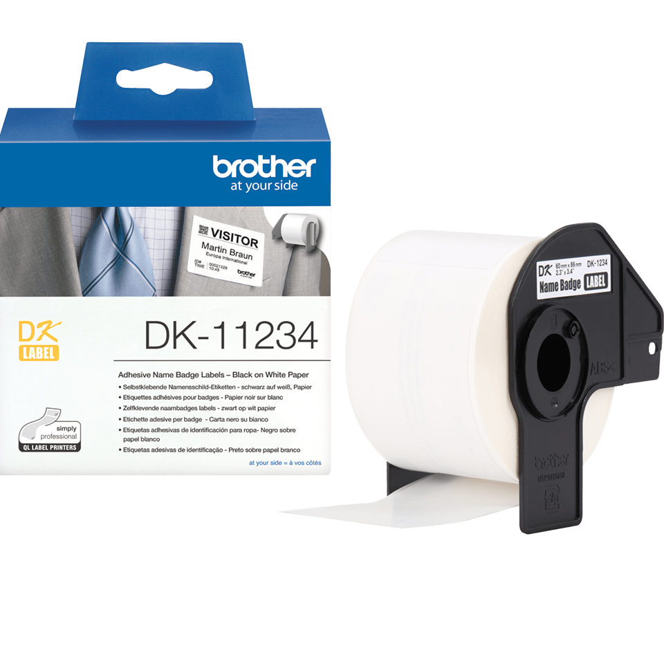 Brother DK-11234 naambadge label, zelfklevend, 60x86mm Brother DK-11234 naambadge label, zelfklevend, 60x86mm