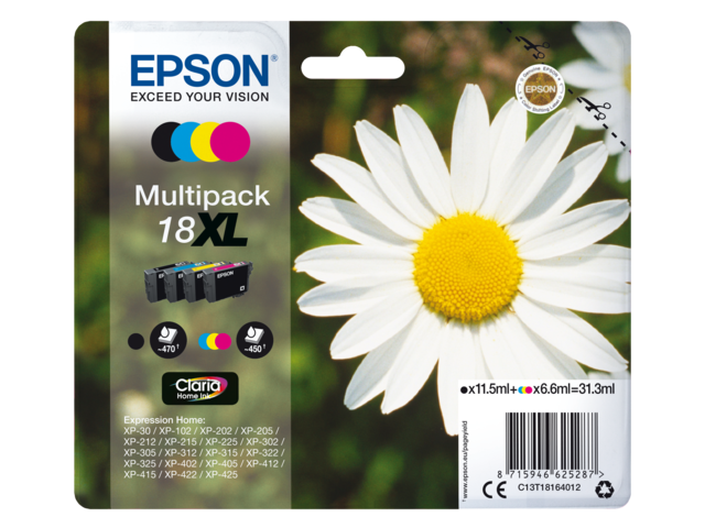 2666427 inkcartridge epson 18xl t1816 zwart + 3 kleuren