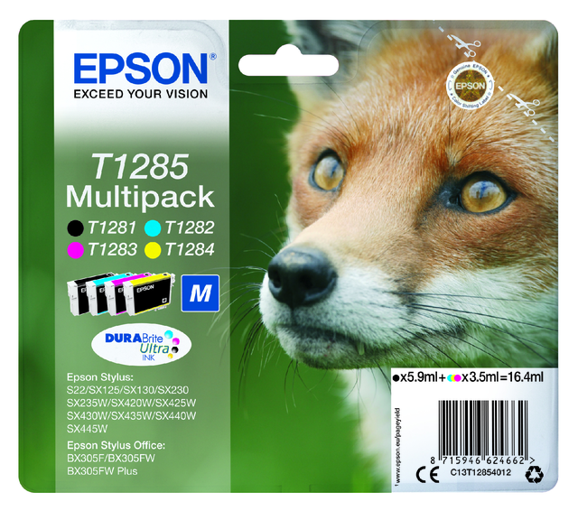 2666337 inkcartridge epson t1285 zwart + 3 kleuren