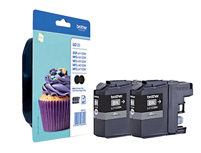 Inktcartridge Brother LC-123BKBP2 zwart 2x Inktcartridge Brother LC-123BKBP2 zwart 2x