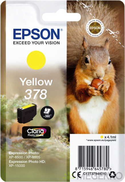Inktcartridge Epson 378 T3784 geel Inktcartridge Epson 378 T3784 geel