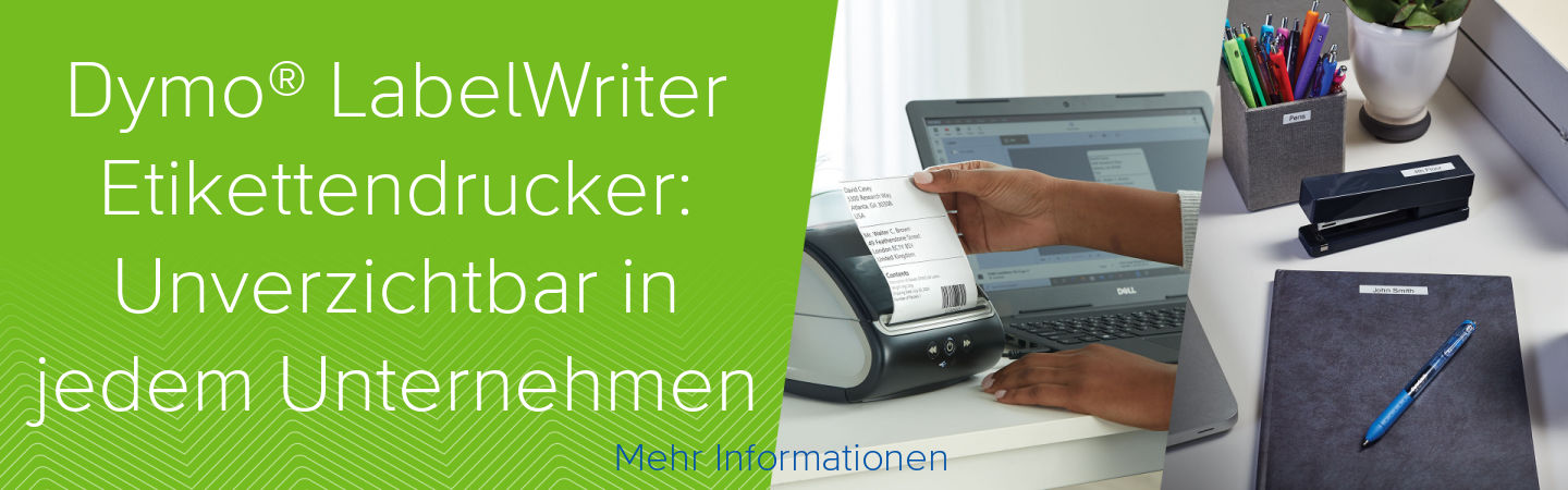 Dymo® LabelWriters sind in jeder Organisation und Firma unverzichtbar LabelWriter Banner Deutsch