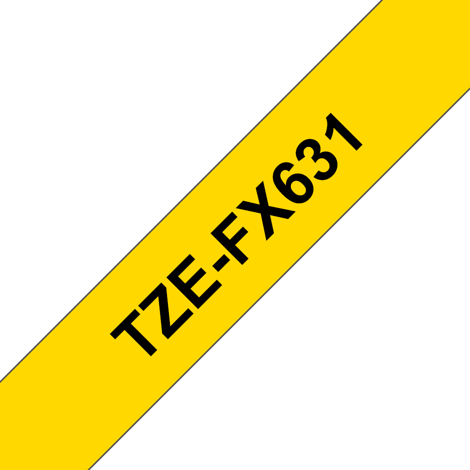 TZe-FX631 12mm Zwart op Geel - flexibel