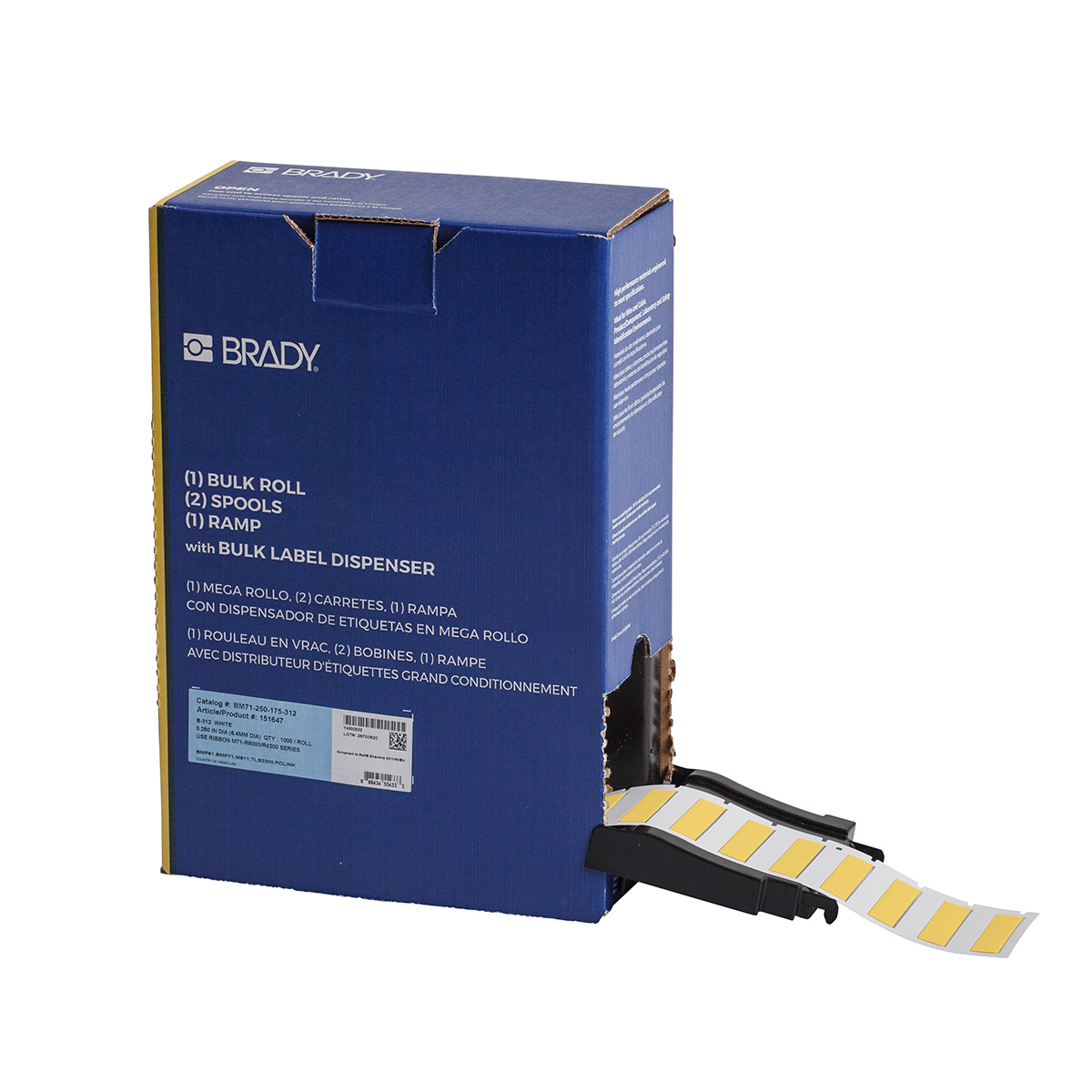 174464-BM-250-175-312-YL PermaSleeve® commerciële hittekrimpende labels voor M610, M611, BMP61, M710 en BMP71, 44,45 mm (B) x 11,15 mm (H), Geel