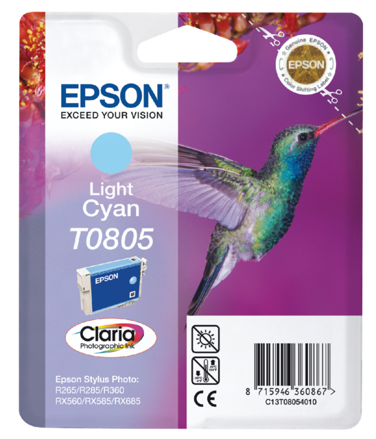 Inktcartridge Epson T0805 lichtblauw Inktcartridge Epson T0805 lichtblauw