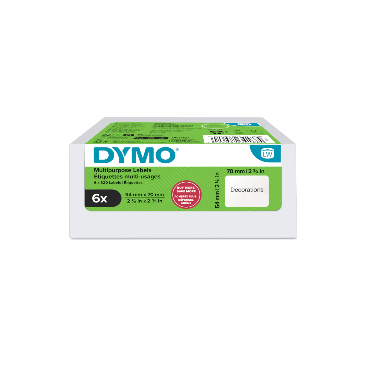 Dymo 2234188 value pack 6x LabelWriter label 54 x 70 mm