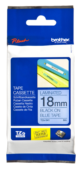 TZe-541 18mm Zwart op Blauw TZe-541 18mm Zwart op Blauw