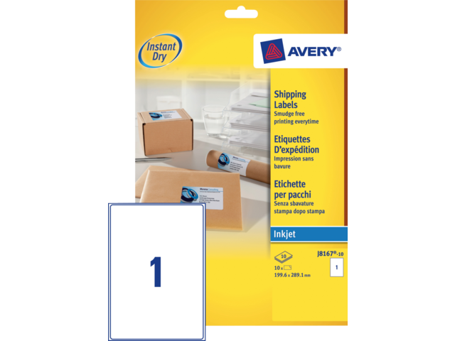 J8167-10 etiket avery j8167-10 199.6x289.1mm 10st