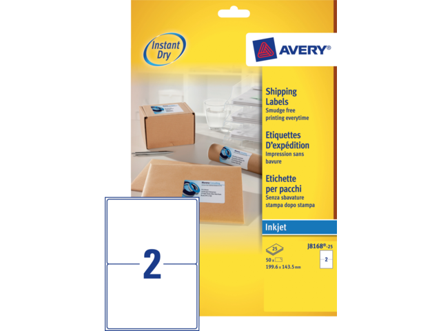 J8168-25 etiket avery j8168-25 199.6x143.5mm 50st