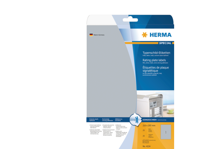 4224 etiket herma 4224 210x297mm zilver 25st