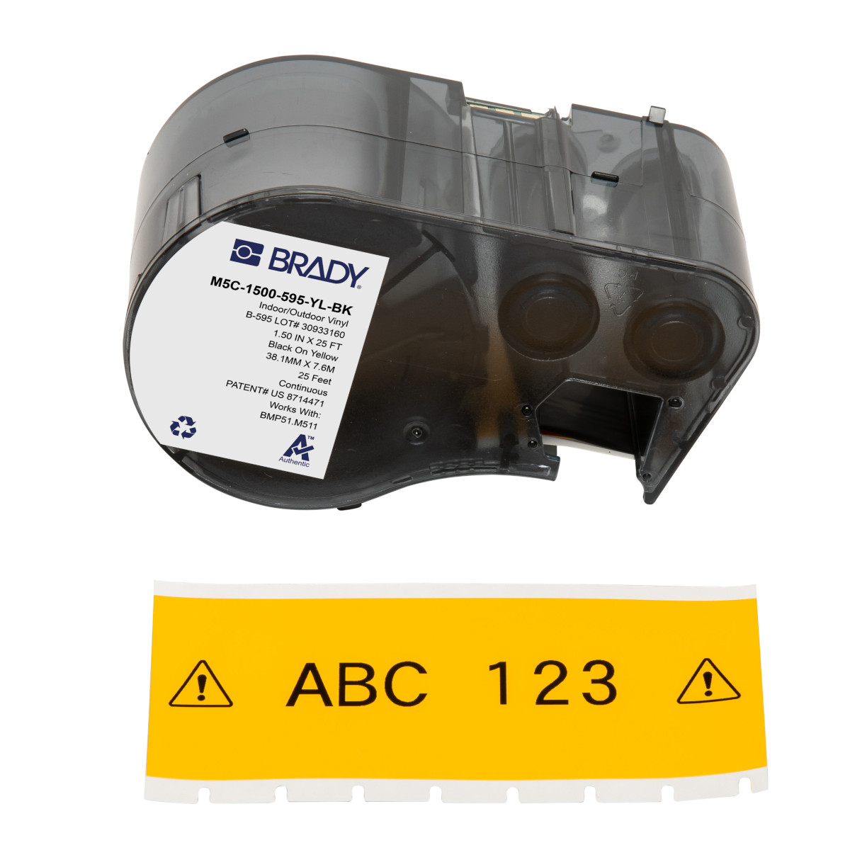 170946-M5C-1500-595-YL-BK Tape voor de M510/BMP51/M511 labelprinter