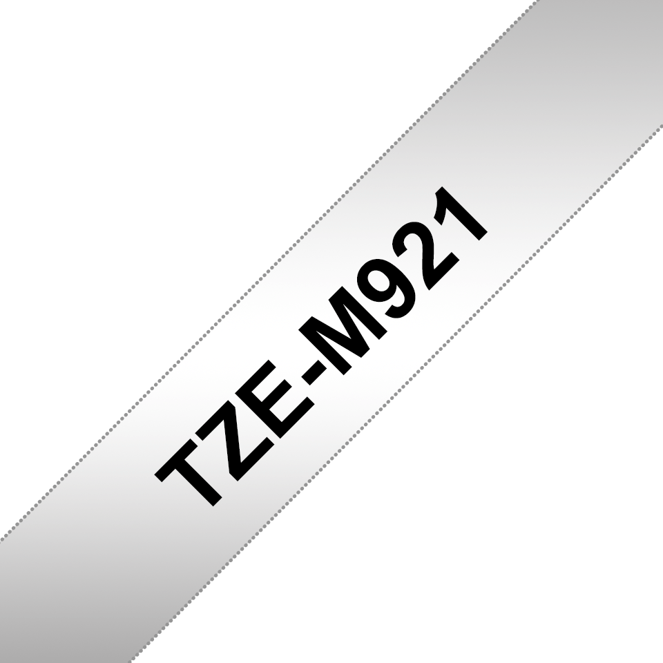 Brother TZe-M921 zwart op mat zilver labeltape, 9 mm Brother TZe-M921 zwart op mat zilver labeltape, 9 mm