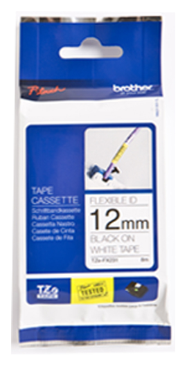 TZe-FX231 12mm Zwart op Wit - flexibel