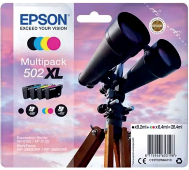 2984093 inkcartridge epson 502xl t02w6 zwart + 3 kleuren