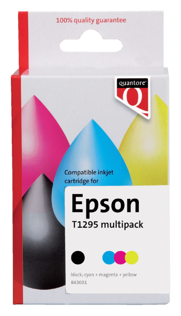Inktcartridge Quantore alternatief tbv Epson T129545 zwart + 3 kleuren Inktcartridge Quantore alternatief tbv Epson T129545 zwart + 3 kleuren