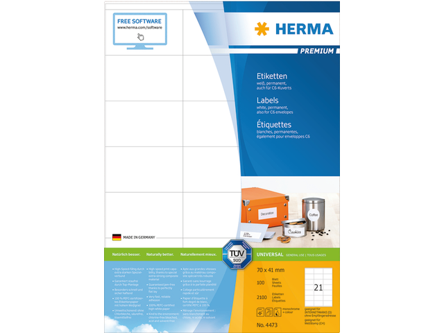 4473 etiket herma 4473 70x41mm premium a4 2100st