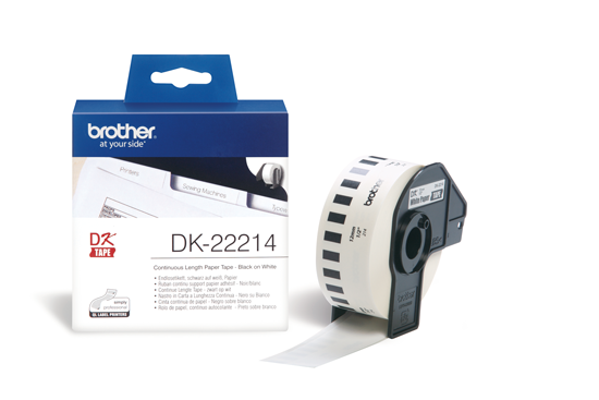 DK-22214 Doorlopende papier tape 12mm x 30,48m - wit - zelfklevend DK-22214 Doorlopende papier tape 12mm x 30,48m - wit - zelfklevend