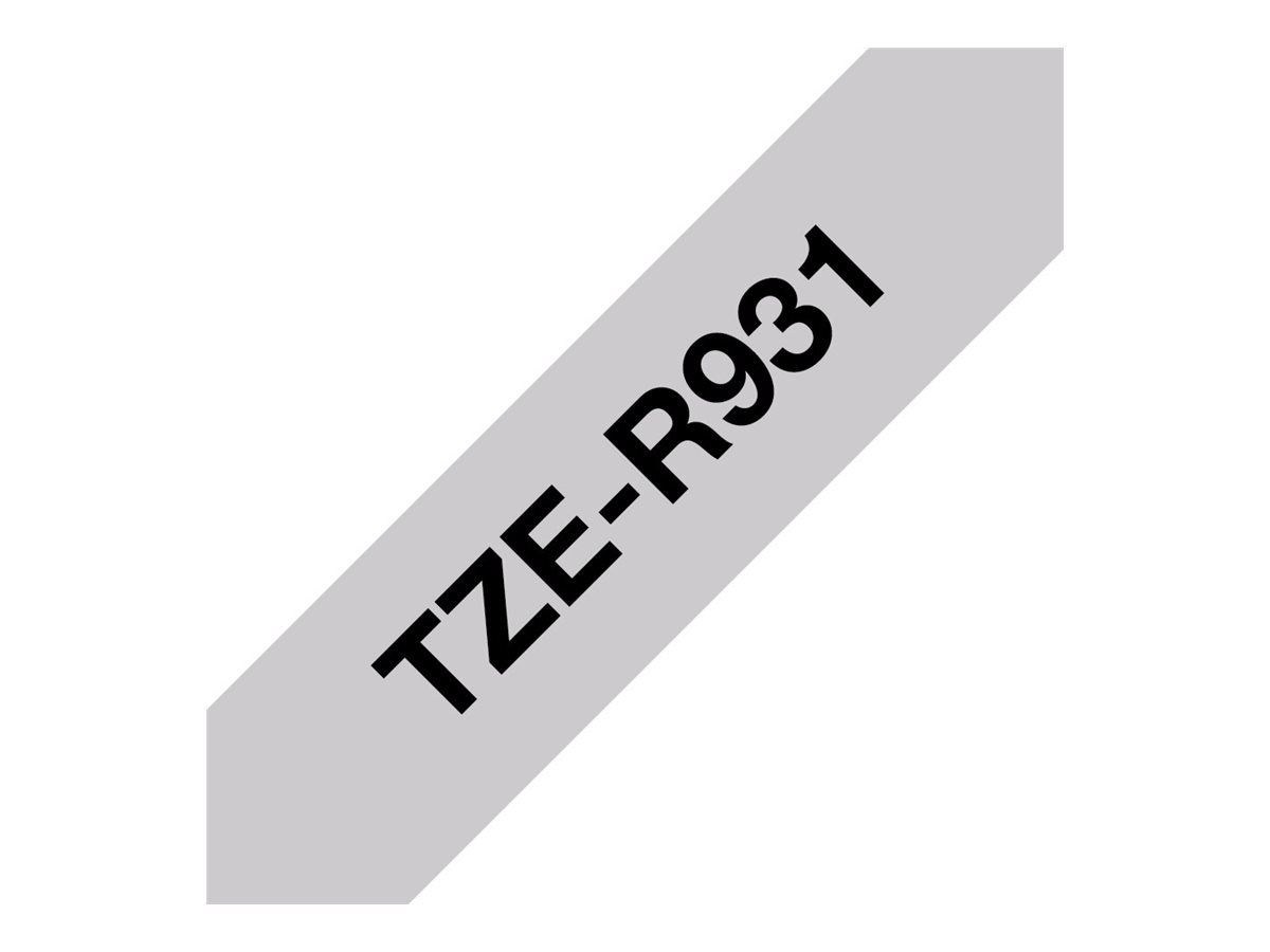 TZE-R931 stoffen lint zwart op zilver, 12mm x 4m