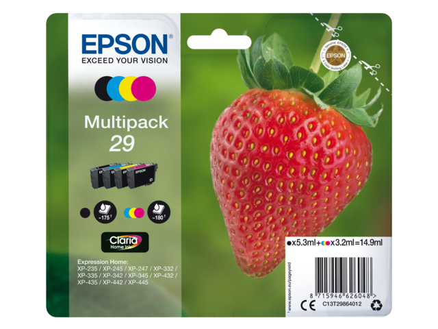 2666528 inkcartridge epson 29 t2986 zwart + 3 kleuren
