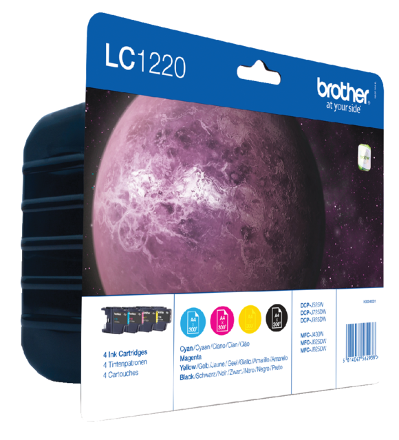 Inktcartridge Brother LC-1220VALBP zwart + 3 kleuren Inktcartridge Brother LC-1220VALBP zwart + 3 kleuren