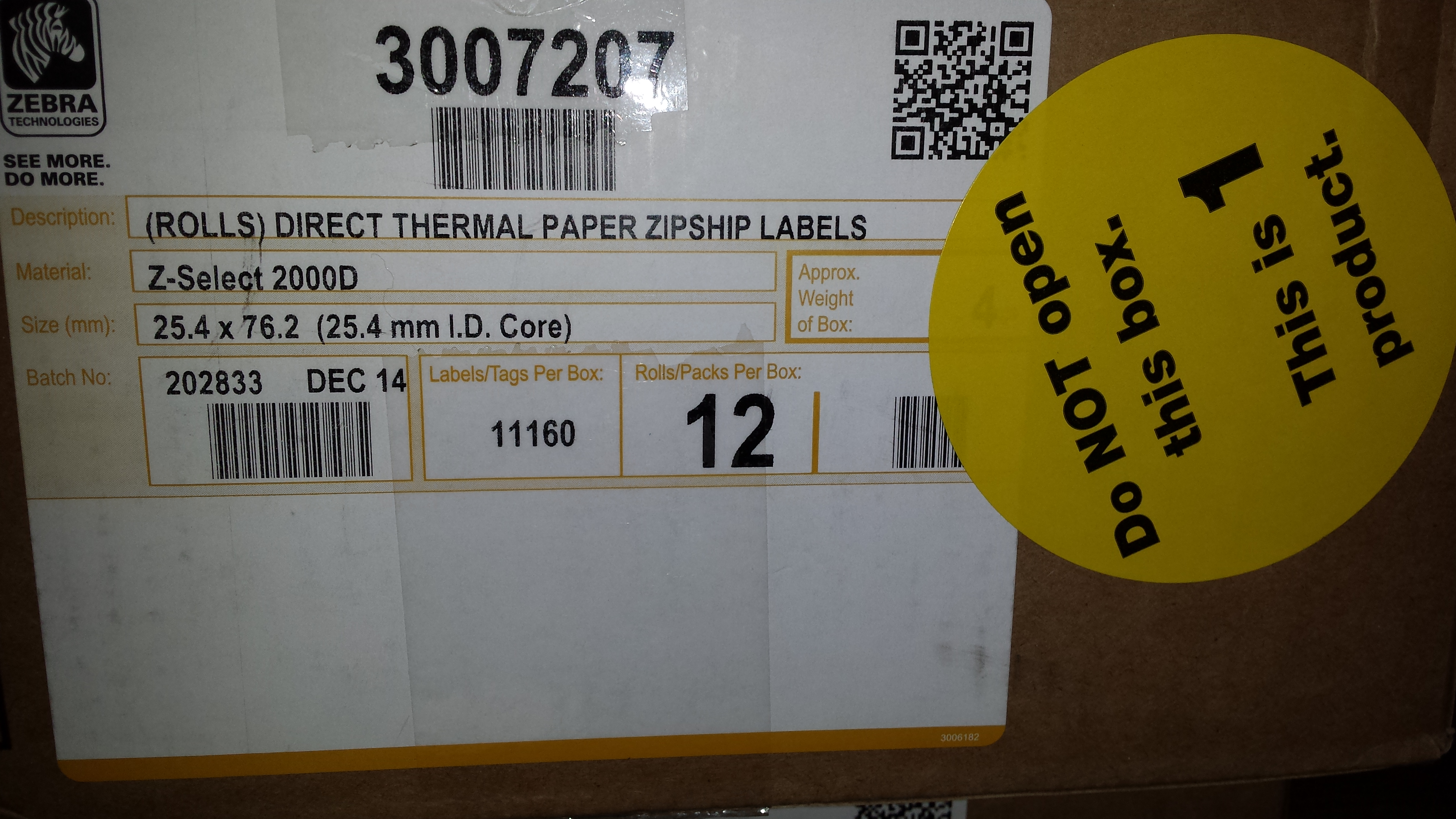 Zebra Z-Select 2000D, labelrol, thermisch papier, 25x76mm Zebra Z-Select 2000D, labelrol, thermisch papier, 25x76mm