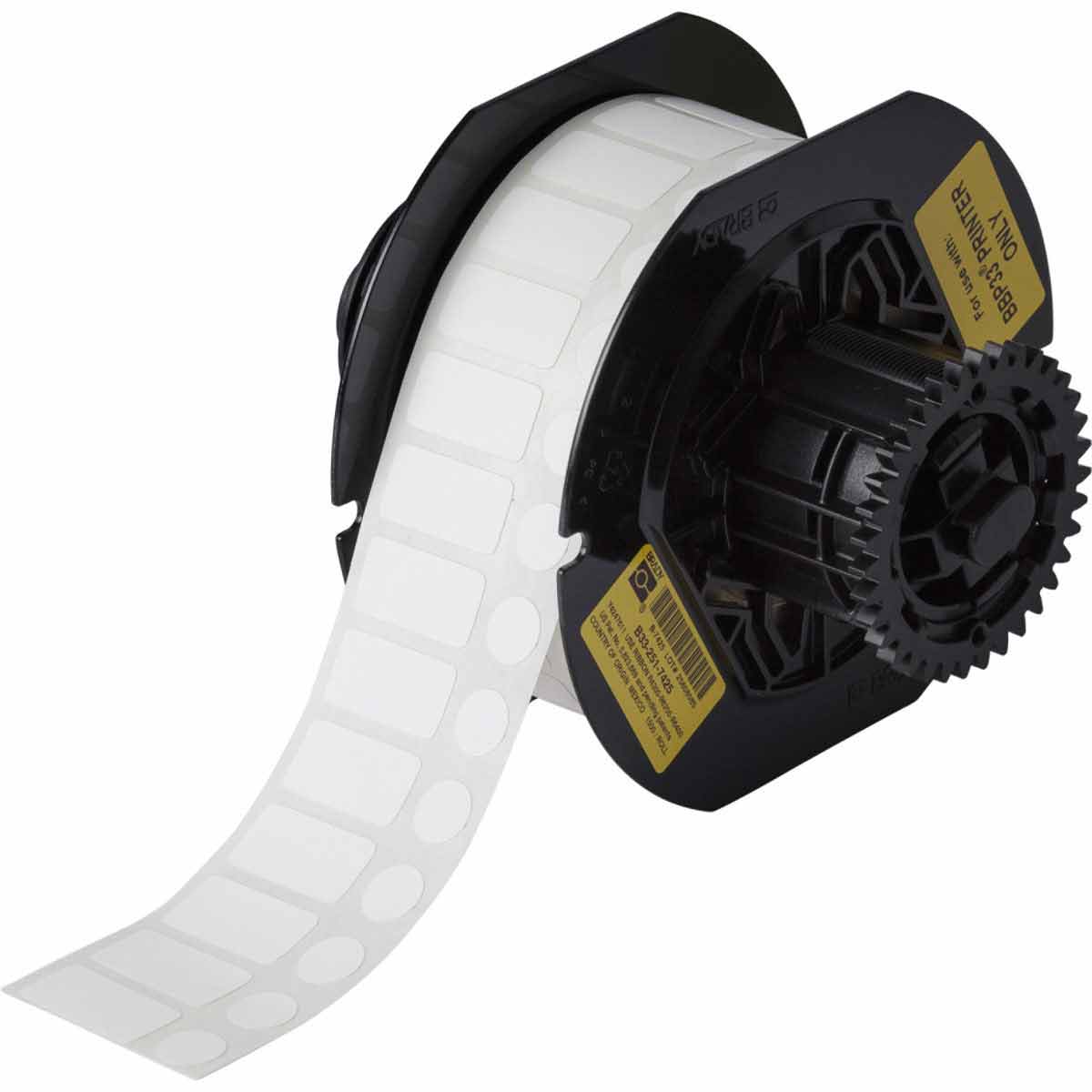 148670-B33-251-7425 Polypropyleenlabels voor de BBP33/i3300 printer, 25,40 mm (B) x 12,70 mm (H) x 11,18 mm (Dia), Wit 148670-B33-251-7425 Polypropyleenlabels voor de BBP33/i3300 printer, 25,40 mm (B) x 12,70 mm (H) x 11,18 mm (Dia), Wit