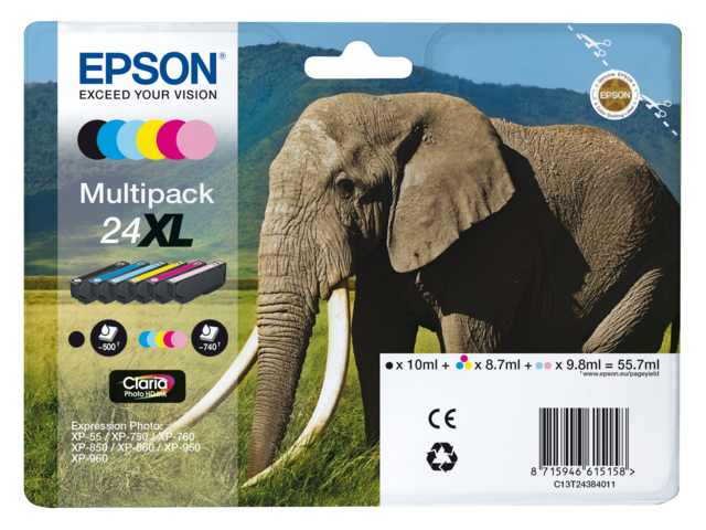 2493442 inkcartridge epson 24xl t243840 foto zw + 5 kl