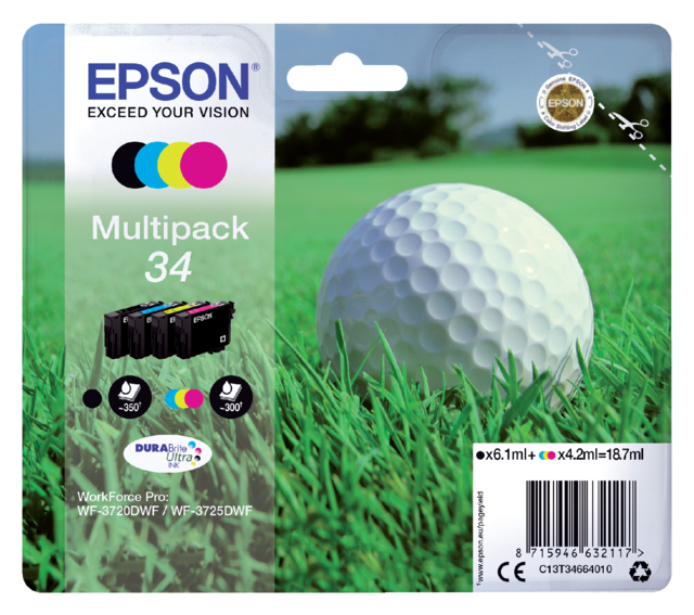 2775509 inkcartridge epson 34 t3466 zwart + 3 kleuren
