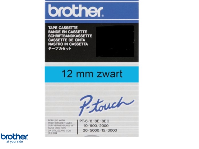 Brother TC-501 Tape Zwart op blauw, 12mm