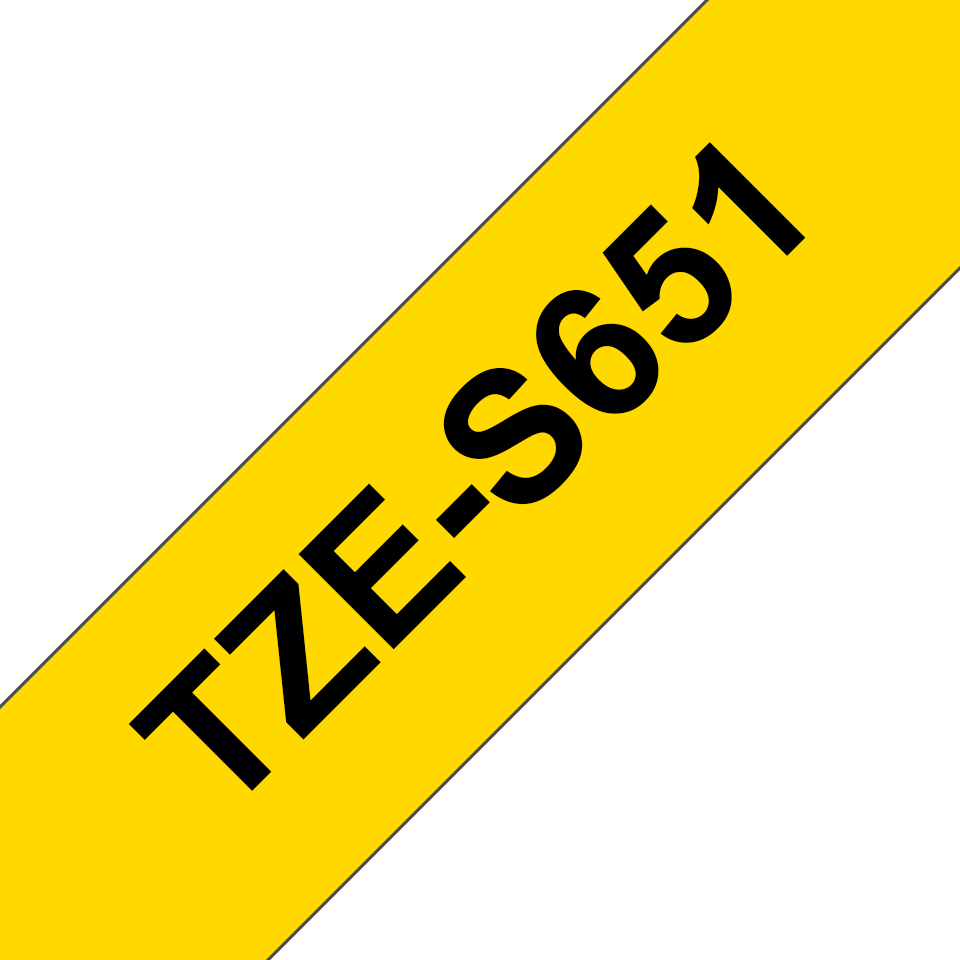 TZe-S651 24mm Zwart op Geel - sterk klevend